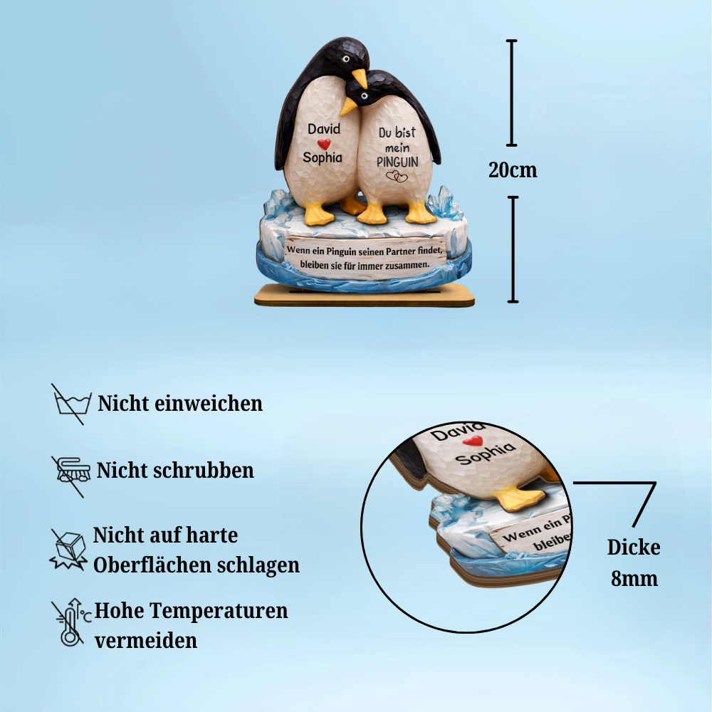 Du bist mein Penguin- Personalisierter Holzaufsteller mit Namen Geschenk für Paar