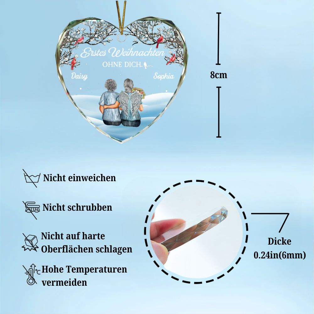Weihnachten ohne Dich - Glasornament Personalisierter Christbaumanhänger zur Trauer