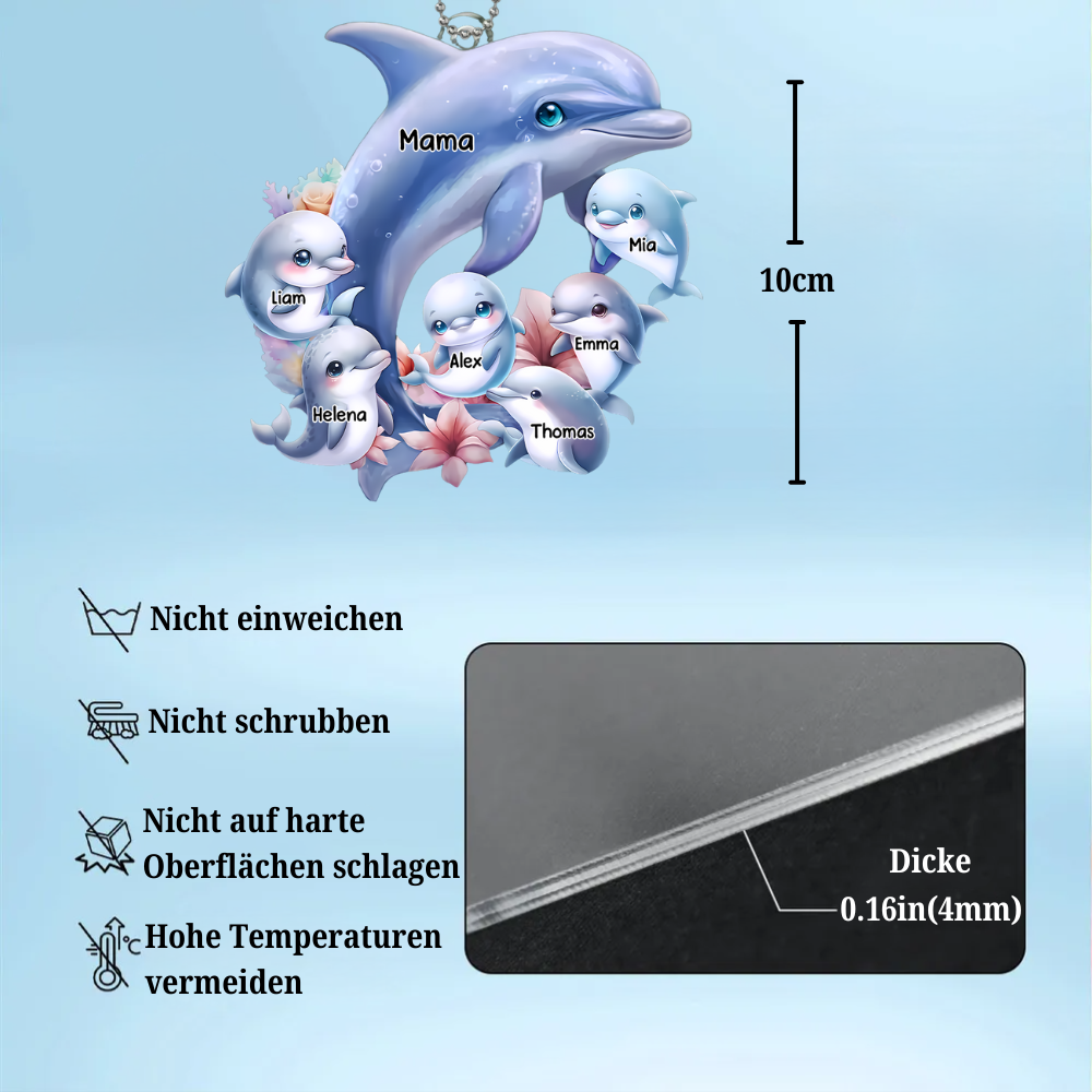 Personalisierter Anhänger mit Delfinen Geschenk für Mama und Oma