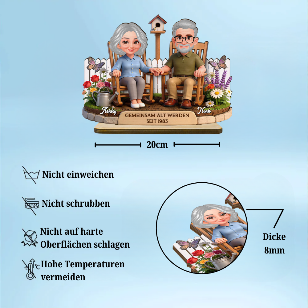 Gemeinsam Alt Werden seit.... Personalisierter Holzaufsteller mit Paar Jahrestagsgeschenk