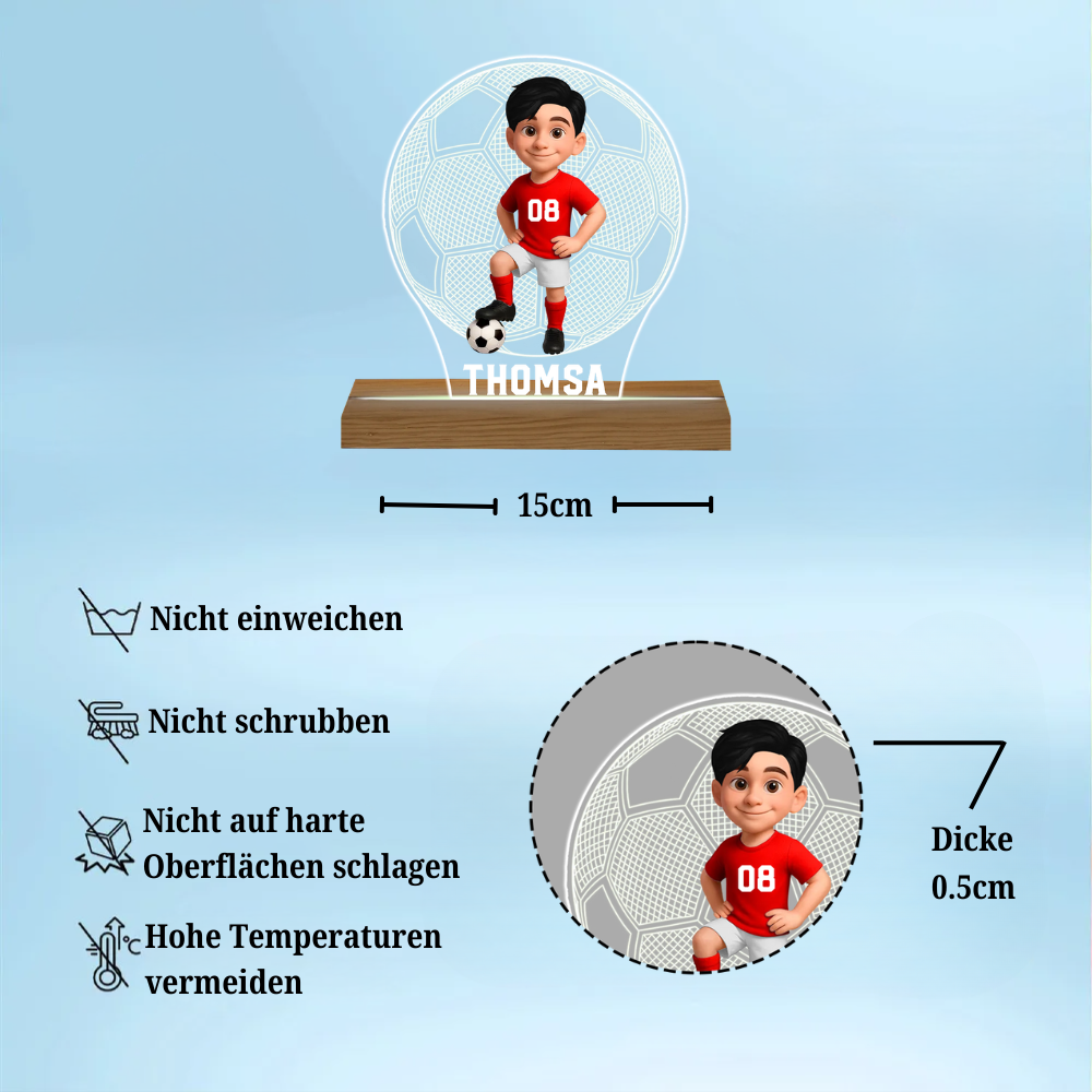 Fußballkind - Personalisiertes LED-Nachtlicht mit Figur und Name Geschenk für Tochter und Sohn
