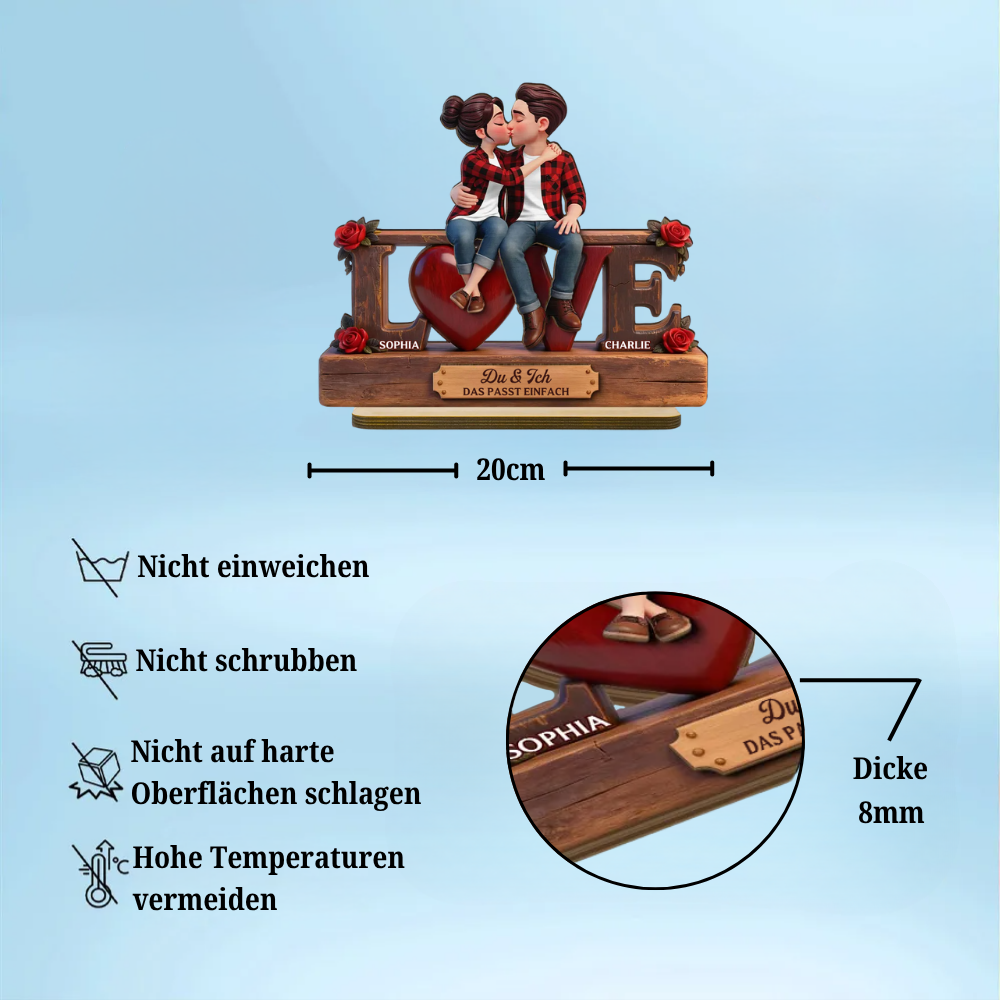 LOVE-Personalisierter Holzaufsteller mit Paar und Text Geschenke zum Jahrestag und Valentinstag
