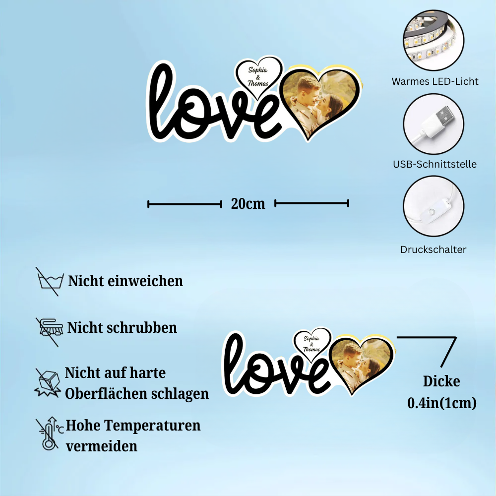 Love-Personalisierte LED-Lichtbox mit Foto Geschenk für Paar