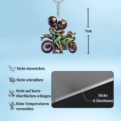 Motorrad-Paar Personalisierter Acryl-Schlüsselanhänger mit Namen