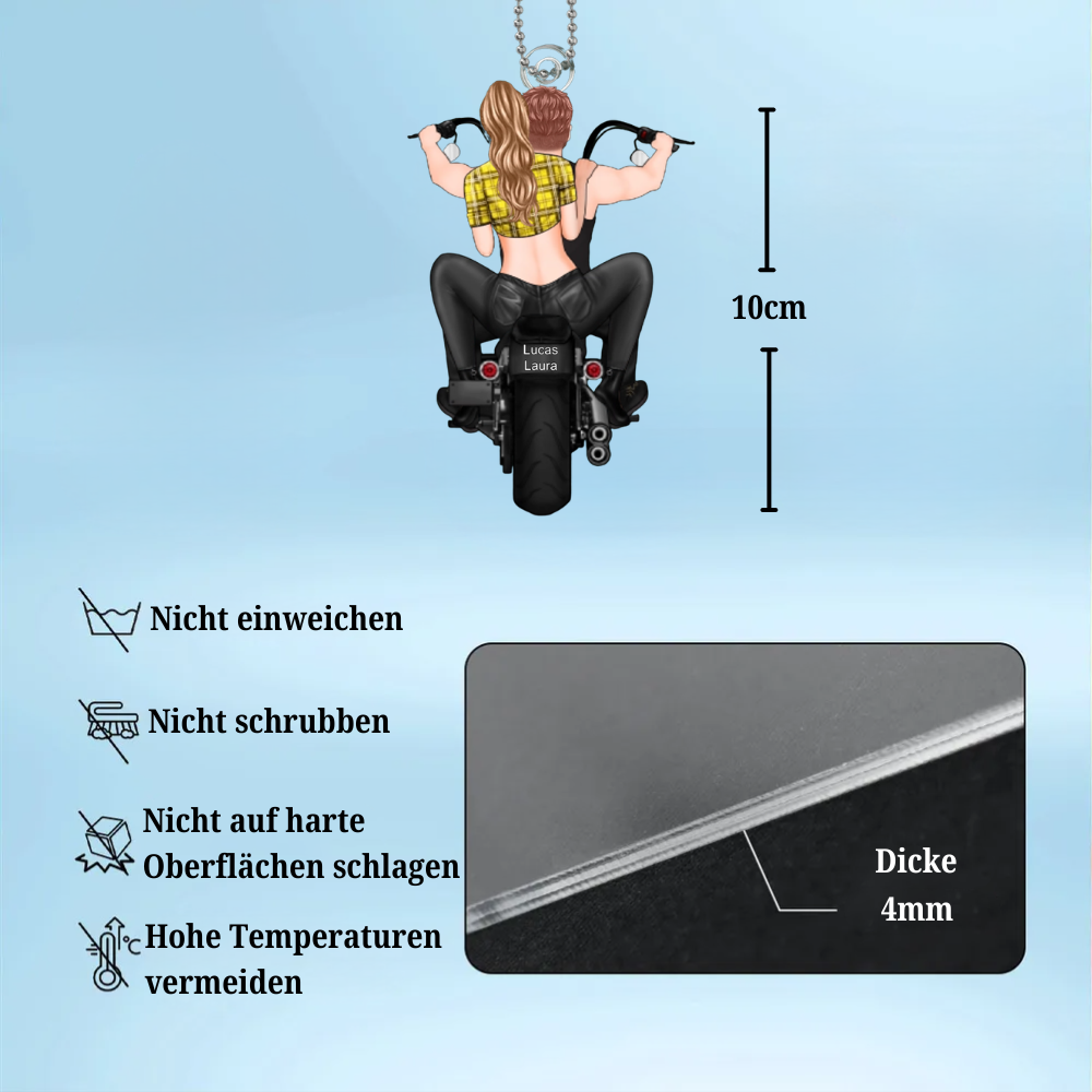 Personalisierter Acrylanhänger mit Motorradpaar
