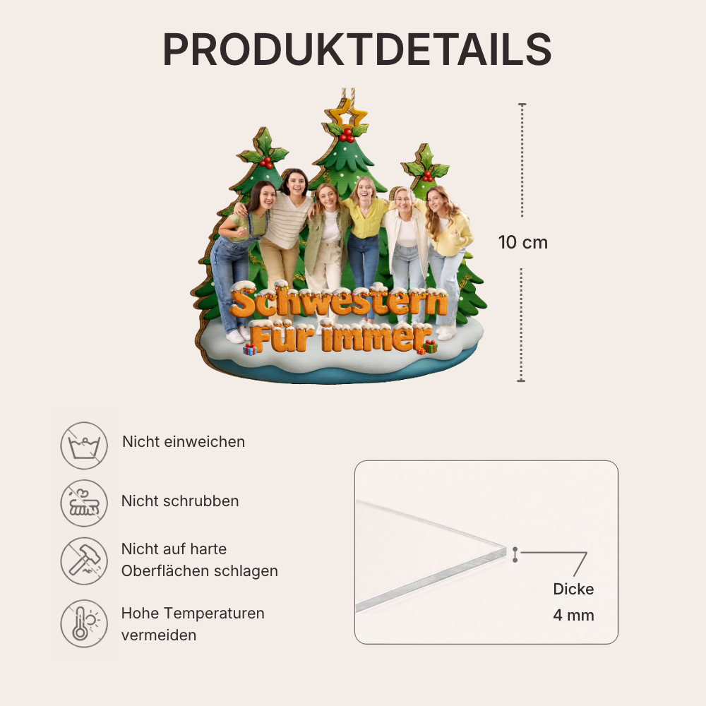 Personalisierter Holz-Weihnachtsanhänger mit Foto & Spruch