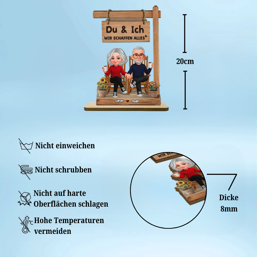 Personalisierter Holzaufsteller mit Paar Geschenk zum Jahrestag
