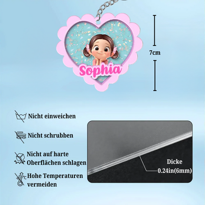 Acryl-Schlüsselanhänger mit Herz Namensschild Geschenk für Kinder