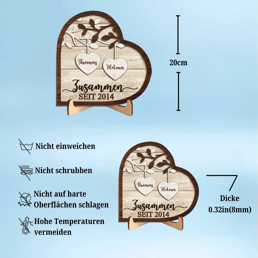 Zusammen seit...Personalisierte Holzplakette für Paare
