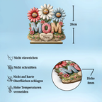 MOM-Personalisierter Holzaufsteller mit Blumen Geschenk für Mama und Oma