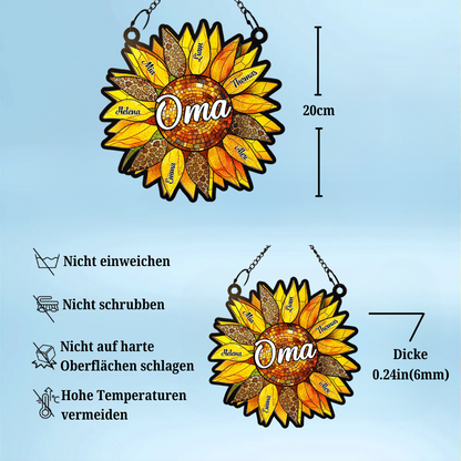 Sonnenblume-Sonnenfänger mit Namen Geschenk für Oma