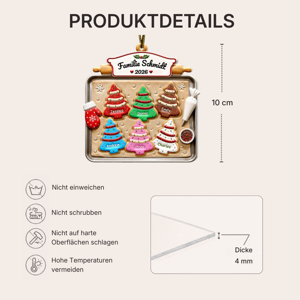 Personalisierter Acryl-Weihnachtsanhänger mit Namen & Text – Lebkuchen-Motiv