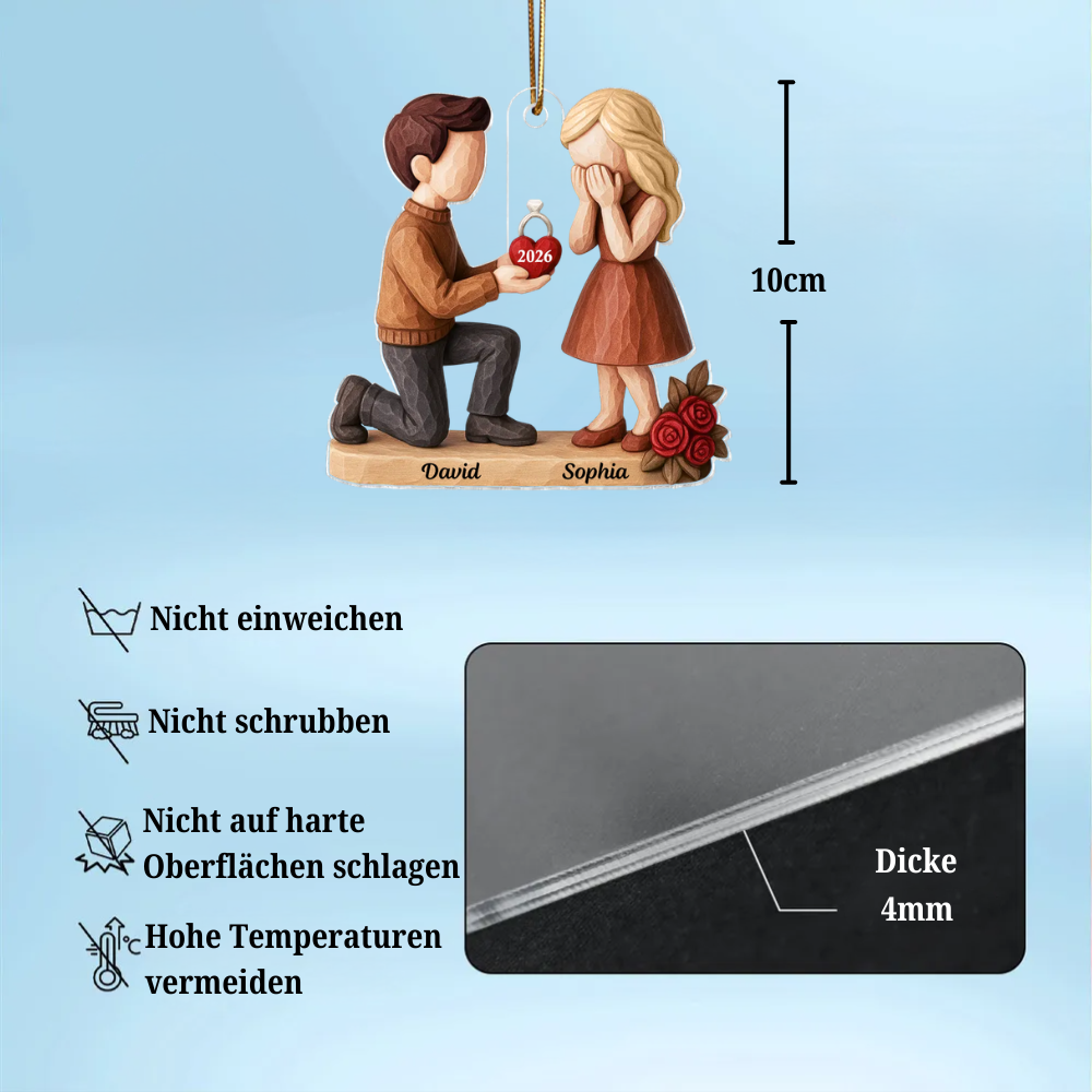 Heiratsantrag für Paare – Personalisierte Acryl-Ornament mit Namen und Datum