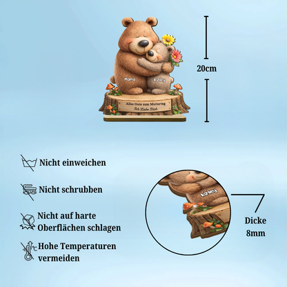 Personalisierter Holzaufsteller mit Bärenmotiv Geschenk für Mama und Oma