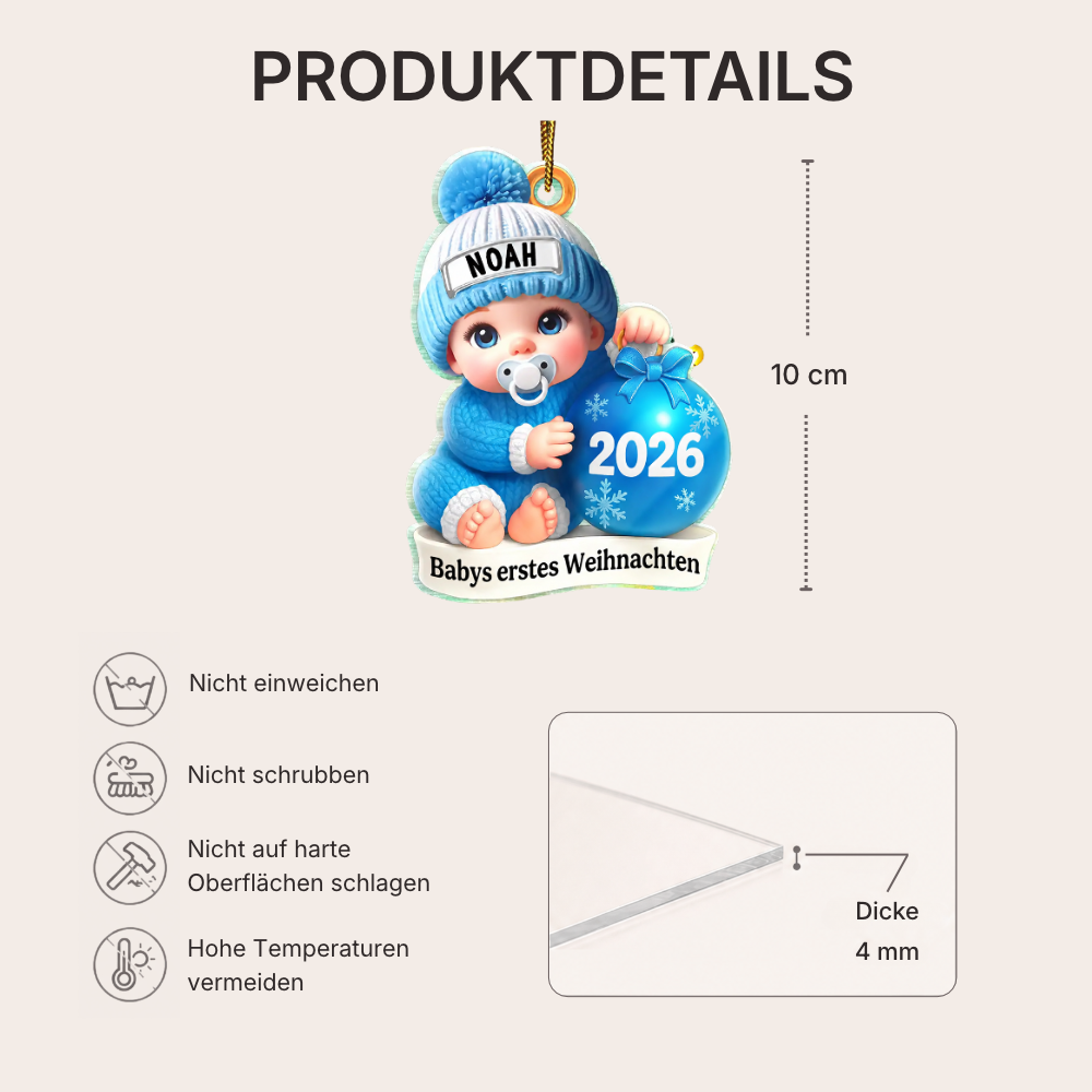 Babys Erstes Weihnachten Personalisierter Acrylanhänger Christbaumschmuck
