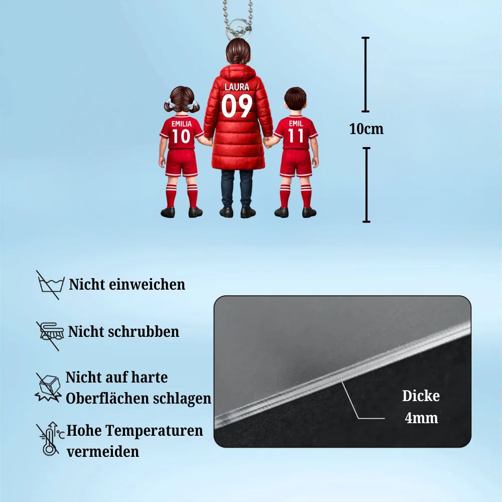 Fußballmama und Kinder-Personalisierter Acrylanhänger´mit Trikots