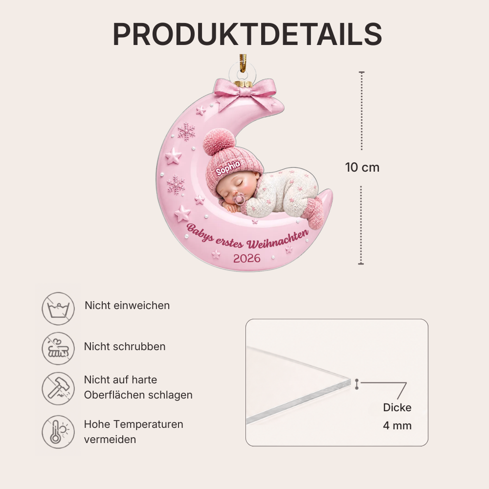 Personalisierter Acryl-Weihnachtsanhänger – Babys erstes Weihnachten mit Namen