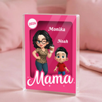 Frau und Kinder-Personalisierter Acrylblock mit eine Frau und 1-5 Kinder Geschenk für Mama und Oma