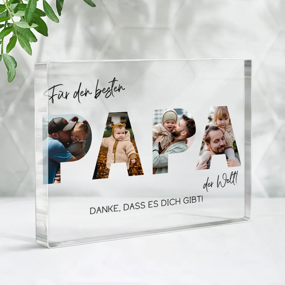 Für den besten Papa der Welt-Acrylblock mit Fotos und Text Geschenk für Vater