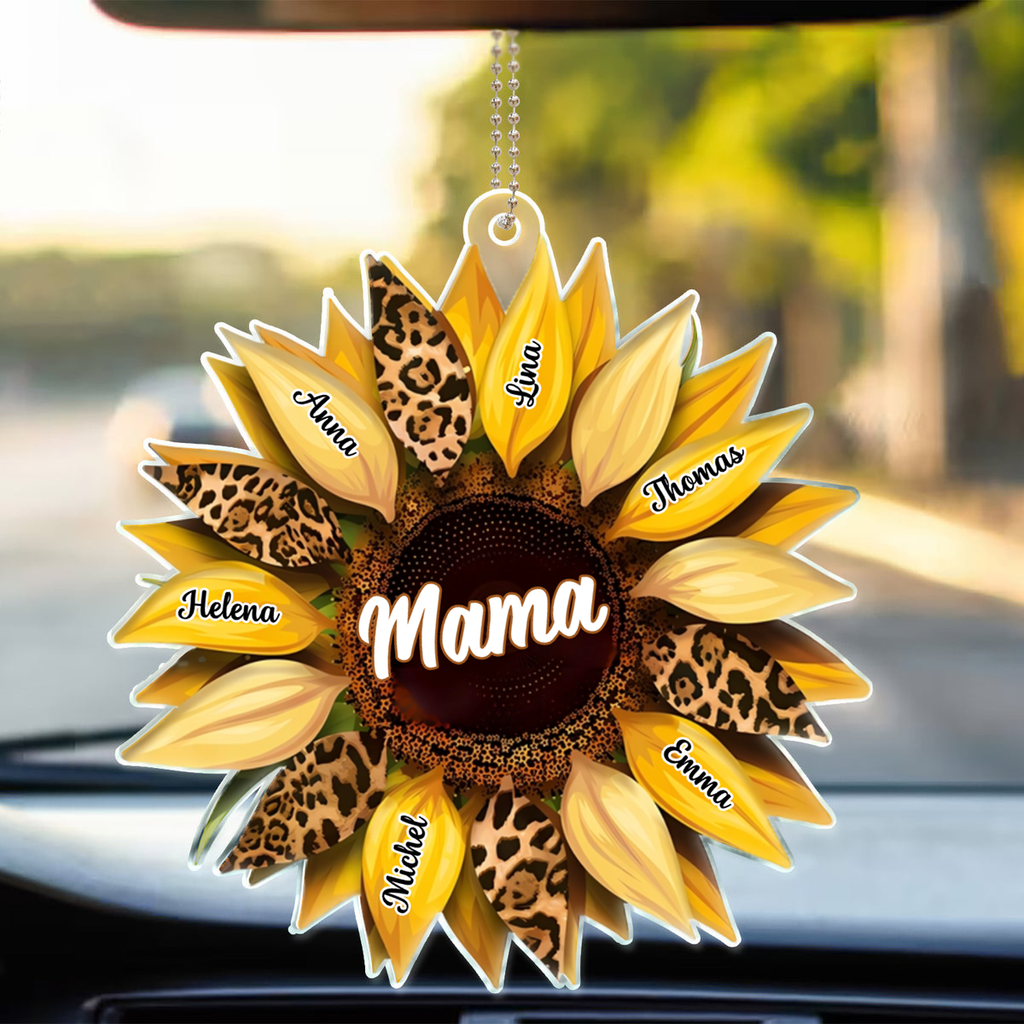 Sonnenblume – Personalisierter Acryl-Autoanhänger