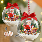 Personalisierte 3D-Acrylkugel mit Foto – Baby oder Kind im Schlitten