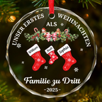 Erstes Weihnachten als Familie zu... Peronalisierter Glasanhänger Christbaumschmuck
