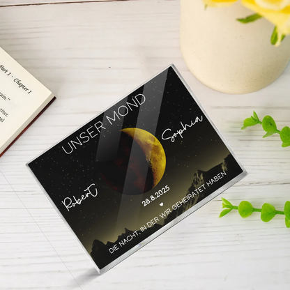 Unser Mond-Personaliserter Acrylblock mit goldenem Mond Geschenk für Paar