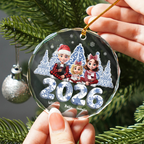2025 Familie - Personalisiertes Glasornament Christbaumschmuck mit Eltern und Kinder