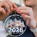 2025 Familie - Personalisiertes Glasornament Christbaumschmuck mit Eltern und Kinder