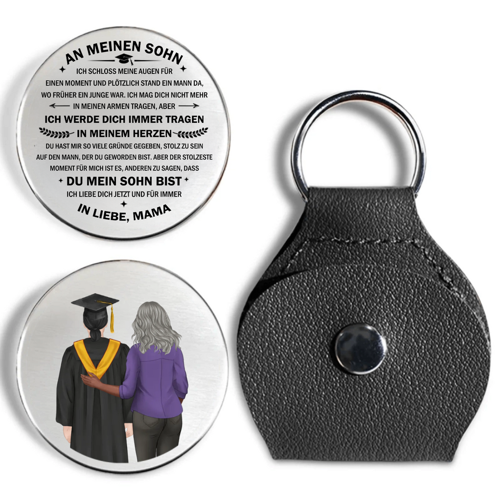 "An meinen Sohn" Taschenumarmung mit Spruch und Figuren Geschenk zum Abschluss
