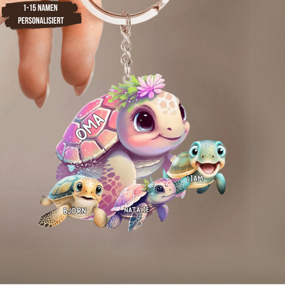 Schildkrötenmama und kleine Schildkröten-Acryl Schlüsselanhänger für Mama und Oma