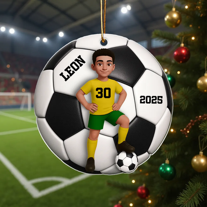 Personalisierter Acrylanhänger mit Fußballkind Geschenk für Junge und Mädchen