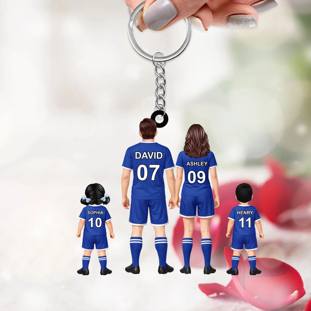 Personalisierter Acrylschlüsselanhänger mit Fußballfamilie