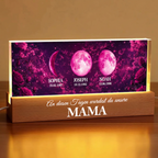 "An diesen Tagen wurdest du unsere Mama" Personalisiertes LED-Nachtlicht mit Mondphasen und Text