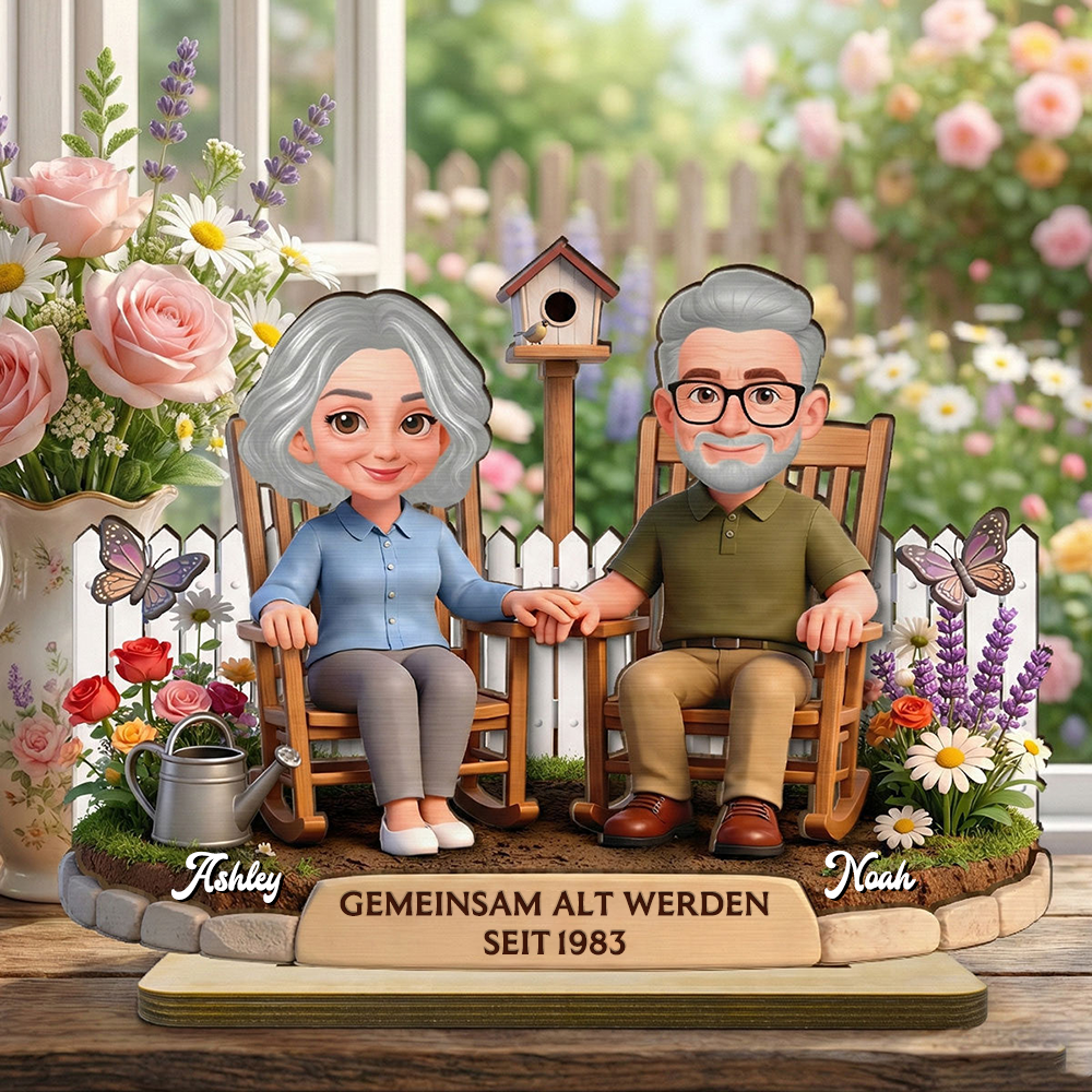 Gemeinsam Alt Werden seit.... Personalisierter Holzaufsteller mit Paar Jahrestagsgeschenk