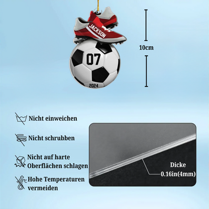 Personalisierter Fußball-Weihnachtsanhänger „Kick-Off 2024“