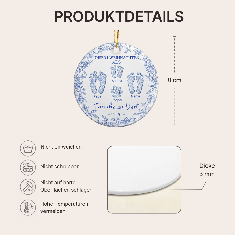 Personalisierter Keramik-Weihnachtsanhänger – Unser 1. Weihnachten als Familie