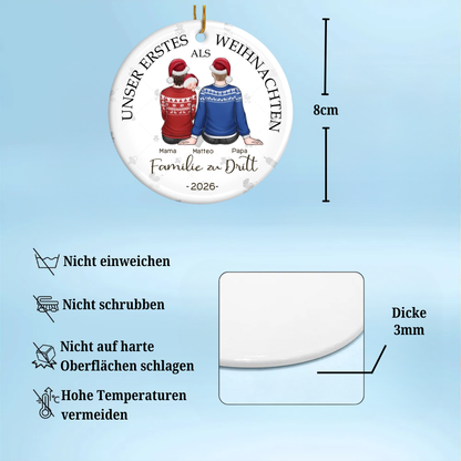 Personalisierter Keramik-Anhänger „Unser erstes Weihnachten zu dritt“