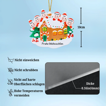 Lebkuchenhaus Familie Personalisierte Weihnachtsdekoration 2-7 Namen