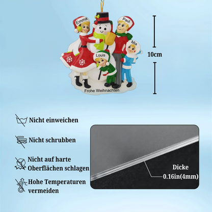 Weihnachtsschmuck Familie mit Schneemann 3-6 Namen
