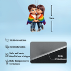 Paar mit Regenbogendecke-Personalisierter Autoanhänger aus Acryl Geschenk für LGB-Paare