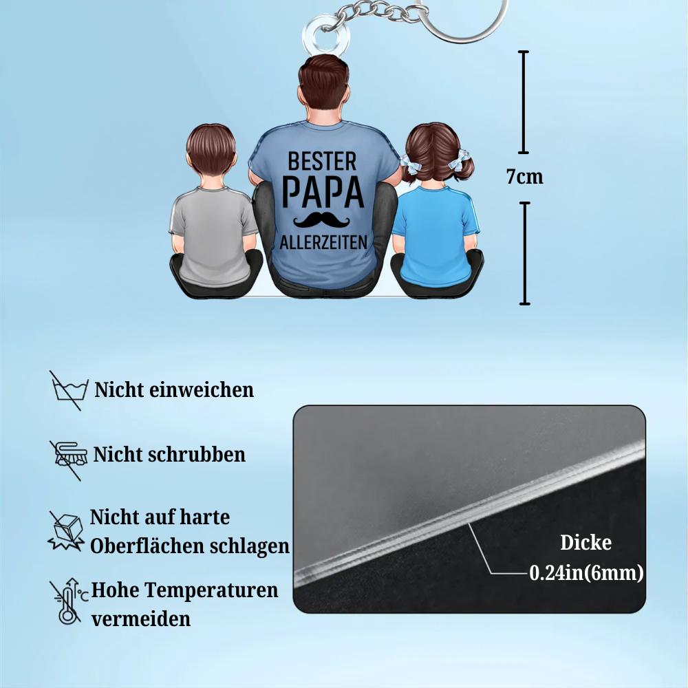 Bester Papa-Acryl Schlüsselanhänger Vater und Kinder Geschenke für Papa und Opa