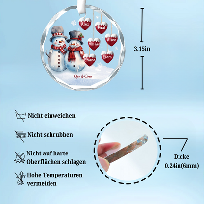 Christbaumschmuck Glas mit Schneemännchen und Herzen Geschenke für Familie