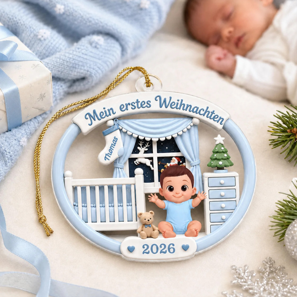 Personalisierter Acryl-Weihnachtsanhänger für Baby - Mein erstes Weihnachten