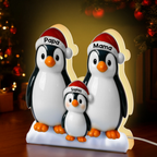 Personalisierte LED-Lichtbox für Oma & Opa – Pinguin-Motiv mit Namen