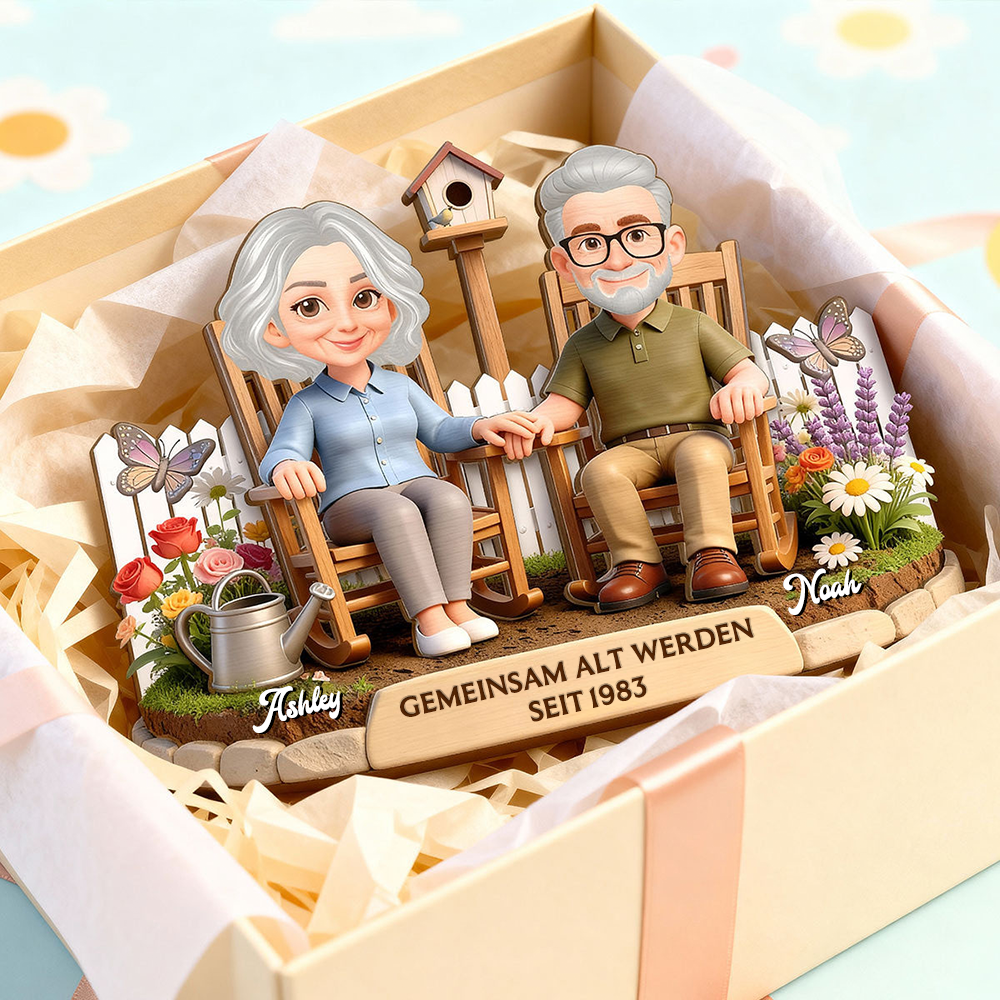 Gemeinsam Alt Werden seit.... Personalisierter Holzaufsteller mit Paar Jahrestagsgeschenk