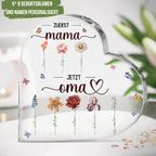 Standherz Zuerst Mama Jetzt Oma mit Namen und Geburtsblumen