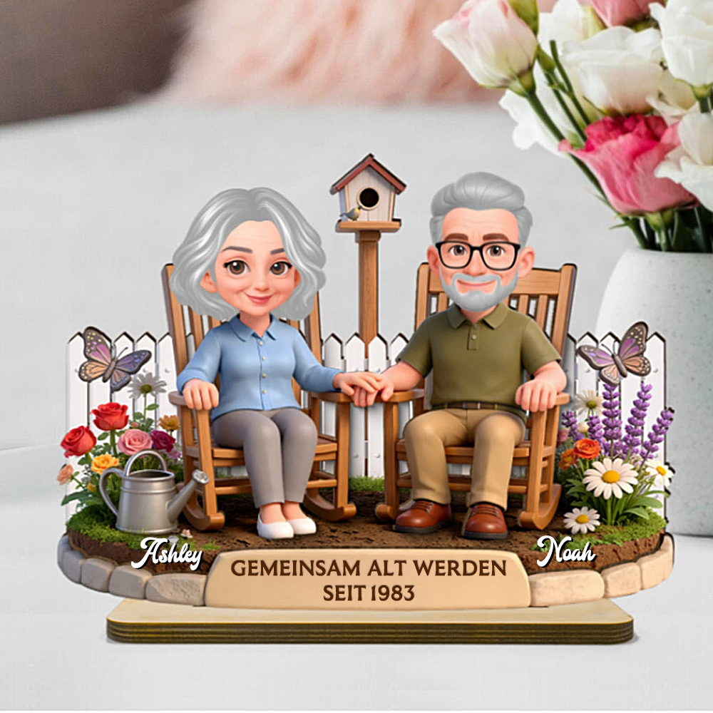 Gemeinsam Alt Werden seit.... Personalisierter Holzaufsteller mit Paar Jahrestagsgeschenk