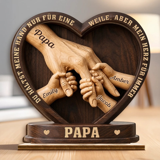 Personalisierter Holzaufsteller mit Händen Geschenk für Papa