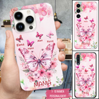 Personalisierte Floral Rosa Schmetterling Silikon Handyhülle